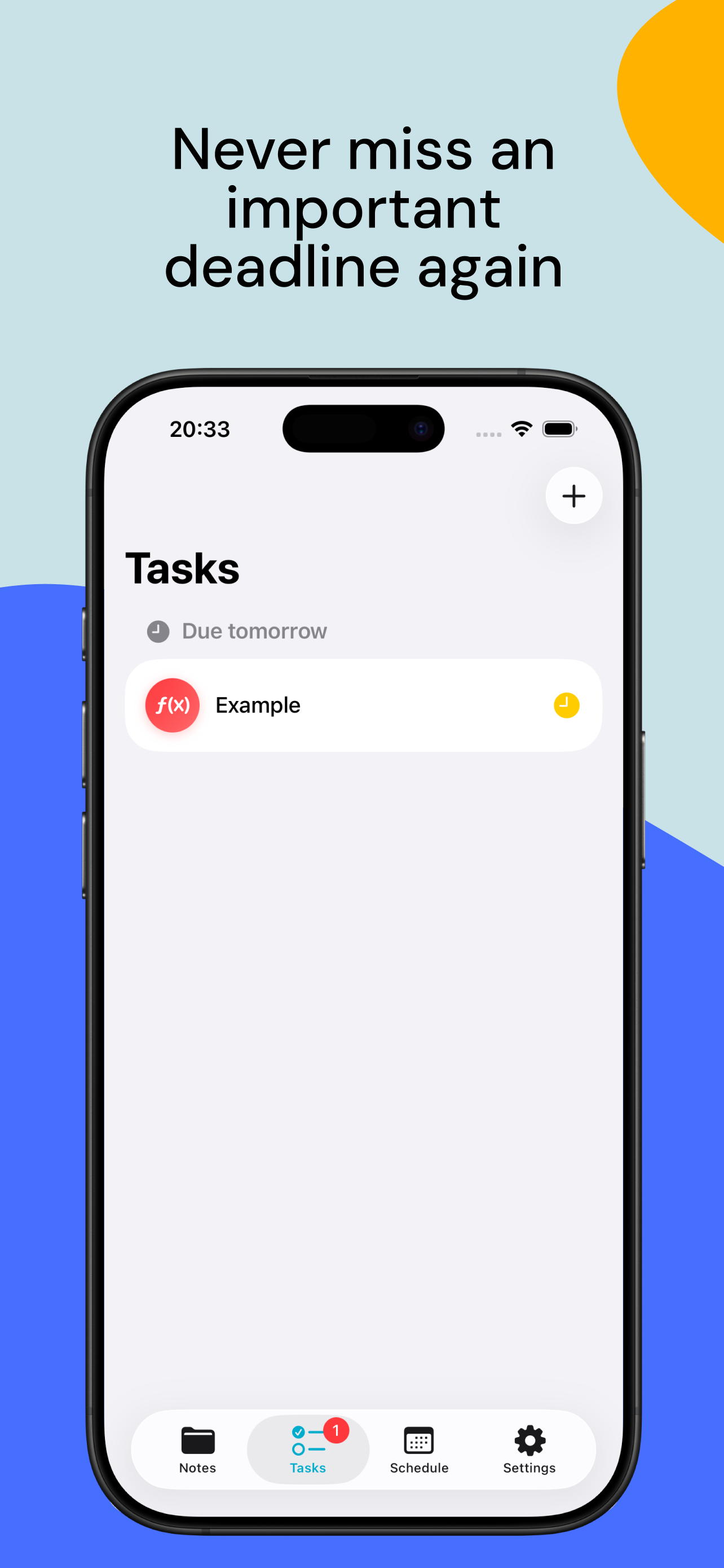 Tasks view with deadlines